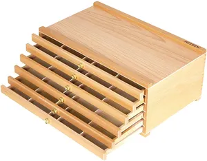 MEEDEN boîte de rangement pour fournitures d'artiste 6 tiroirs boîte de rangement Portable pliable multifonction pour outils et brosses d'artiste en bois de hêtre