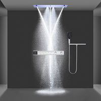 Ensemble de douche LED Bluetooth pour salle de bain 900*300 MM, pomme de douche LED encastrée au plafond, effet pluie et cascade, ensemble de douche thermostatique