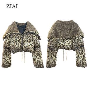 새로운 겨울 손으로 잡은 네이비 칼라 전체 스팽글 디자인 짧은 면 코트 재킷 - Product Image 4