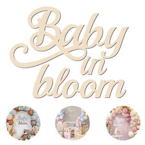 Letras de Madera para Decoración de Fiestas, Letras de Madera Recortadas con la Frase 'Baby in Bloom', Venta al por Mayor - Product Image 1