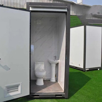Unité de toilette et de douche portable moderne en acier durable et écologique, sol antidérapant, utilisation en extérieur, toutes conditions météorologiques, certifiée CE