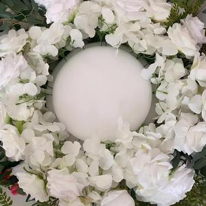 Bouquet de fleurs artificielles en soie 3D, sur mesure, 60 cm, grandes roses blanches et rouges, pour mariage, décoration de centre de table - Product Image 6
