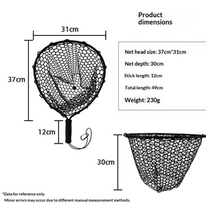 Épuisette de pêche ultralégère 50 cm à manche court en alliage d'aluminium avec filet en silicone, compatible avec les hameçons, pour capture et libération, vente en gros - Product Image 5