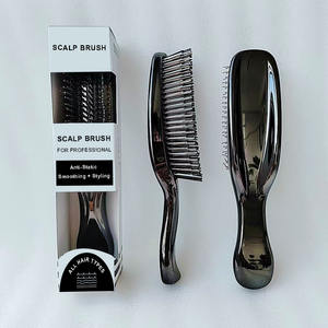 लक्जरी कॉम्पैक्ट प्लास्टिक इलेक्ट्रोप्लेटिंग एंटी-स्टैटिक हेयर केयर कंघी नरम दांत सिर मालिश बालों की त्वचा देखभाल लिंट - Product Image 3