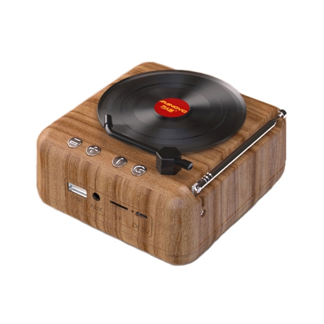 New Arrival Manovo H3 Retro Vinyl Record Player Shape Mini Wireless Speaker Vintage Vinyl Speaker