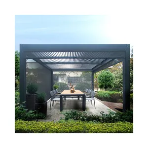 Parasol de aluminio eléctrico impermeable de alta calidad barato, persiana con Control remoto, 3x3m, 3x4m, 3x5m, 4x4m, 5x3m, 6x4m, pérgola