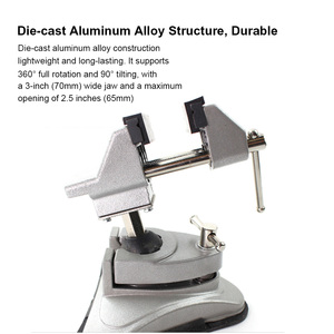 Santwell Die-Cast Aluminum Alloy Universal Bench Vise Suction Base 360 Swivel Tilt Table <b>Clamp</b> Red Handle Adjustable Jaw OEM - Product Image 4