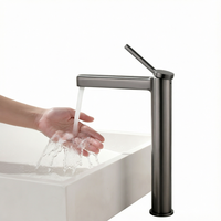Robinet mitigeur haut de gamme contemporain pour lavabo, en laiton finition bronze, monotrou, à poser sur le comptoir, avec cartouche céramique