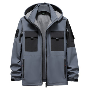 ชุดเสื้อแจ็คเก็ตมีฮู้ดสำหรับผู้ชาย, ชุดเสื้อฟลีซกางเกงเดินเขากันน้ำได้มีหลายกระเป๋าสำหรับฤดูหนาว - Product Image 2