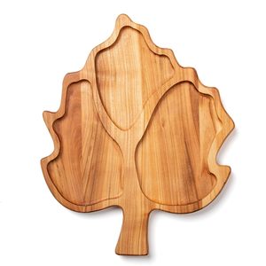 Plateau de service en bois massif au design moderne en forme de feuille d'érable pour la décoration de la maison, meubles de cuisine - Product Image 1
