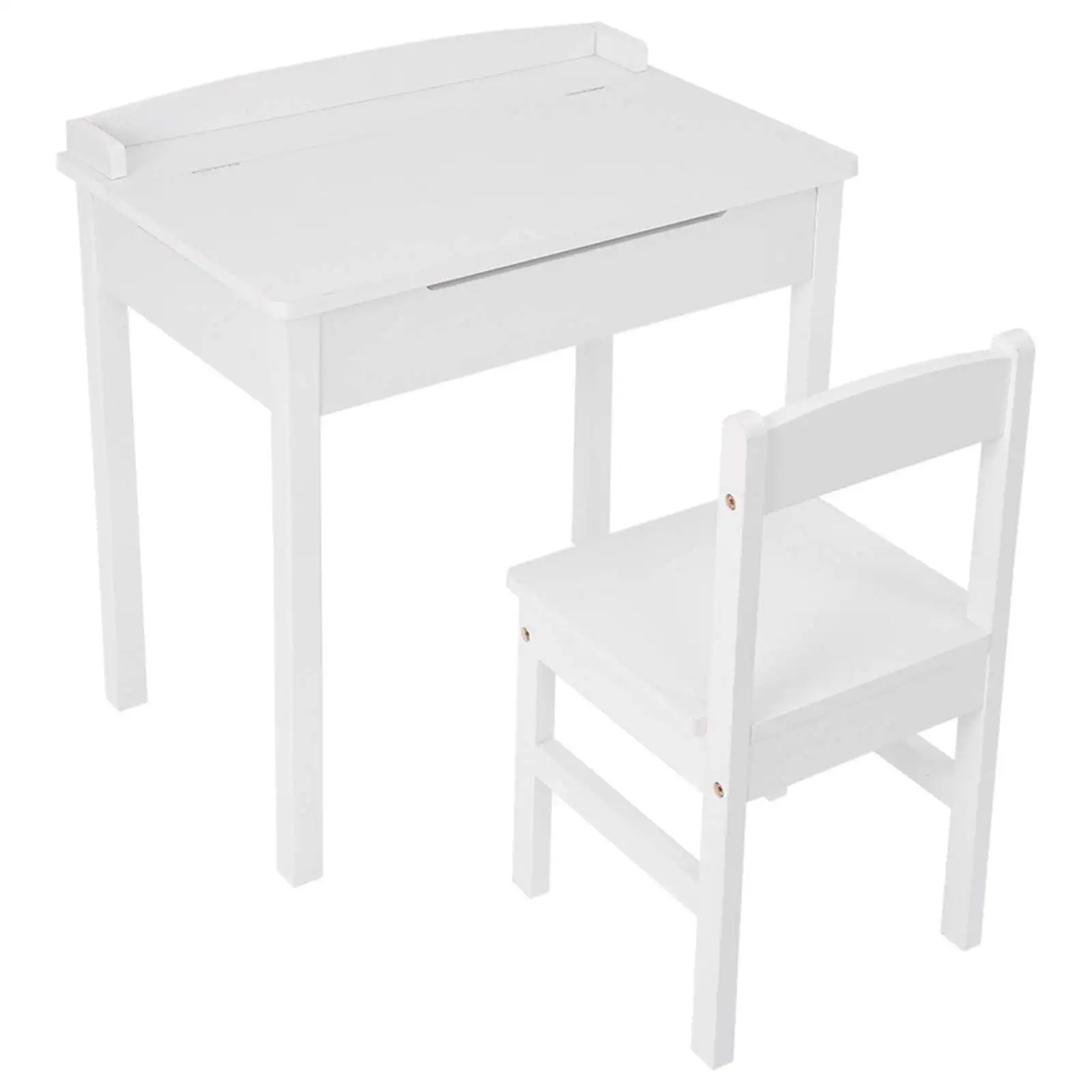 ชุดโต๊ะและเก้าอี้ไม้สีขาวสำหรับเด็กเฟอร์นิเจอร์สำหรับเด็ก