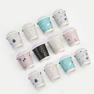 Couvercles personnalisés en papier biodégradable et imperméable à double paroi avec dorure à chaud pour gobelets à café jetables, recyclables, vente en gros - Product Image 2