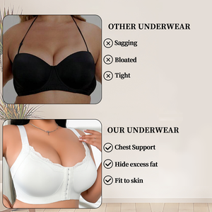 Sujetador Push-Up sin Costuras <span class=keywords><strong>para</strong></span> Mujer, Tallas Grandes, Cierre Frontal, Transpirable, Sólido, Sin Aros, Antideslizante, con Soporte Lateral Reductor de Busto, Ideal <span class=keywords><strong>para</strong></span> Verano y Uso Diario - Product Image 3