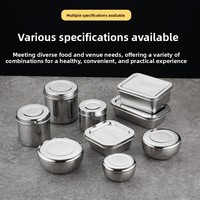 Boîte de conservation alimentaire à quatre compartiments en acier inoxydable 304, compatible micro-ondes, nouveau style chinois, capacité 301-500 ml, avec couvercle