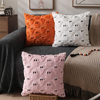 Housse de coussin décorative en peluche brodée pour Halloween