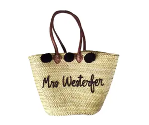 Natural Straw Bag Shoulder Straw Shopper Beach Bag Tote Beach Bag Direct From Morocco Supplier