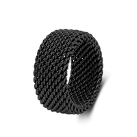 Nouvelle bague en acier inoxydable de 11 mm, argent, or, noir, tressée creuse, modèle 1108