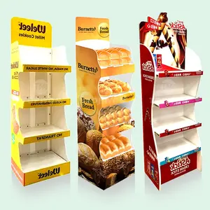 Soporte de exhibición de panadería, estante de cartón corrugado personalizado para pan