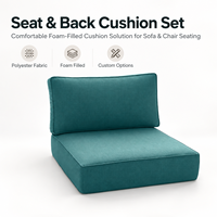 Coussin de siège carré imperméable personnalisable avec dossier, garni de mousse en polyester, ensemble de coussins de chaise pour meubles de maison