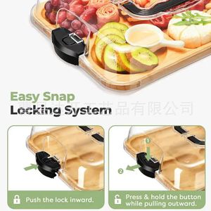 Tabla de Bambú para Delicatessen con Tapa, Bandeja de Madera para Quesos y Charcutería, Plato para Servir Aperitivos en Fiestas, Tabla de Cortar de Doble Cara - Product Image 2