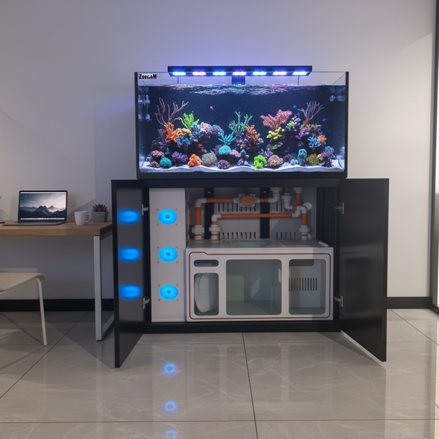 Red Sea New Model Rectangle Saltwater Coral Reef Aquarium Tank Power Box Ultra-Thin Overflow Area-Customizable Fish
