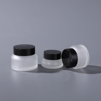 Pot en verre dépoli 15G couvercle noir essence gel pour les yeux 50g pot de crème hydratante emballage bouteille en verre épaule inclinée pot de crème 1oz
