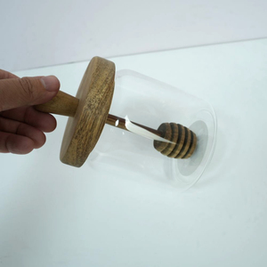 Nhà Tự Nhiên Thủy Tinh Nhỏ Mật Ong Lọ <span class=keywords><strong>Container</strong></span> Cho Xi-rô Với Keo Gáo Bằng Gỗ Và Nắp - Product Image 6