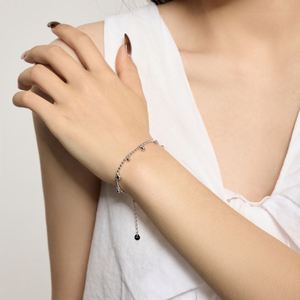 Dylam Unique Stylish Design Sterling Silver Double Layer Beads Chain Multiple Heart <b>Love</b> Pendants <b>Bracelets</b> for Women Wear - Product Image 3