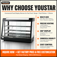 Vitrine chauffante commerciale Youstar à 3 niveaux pour la présentation de plats chauds, idéale pour les burgers et poulet frit
