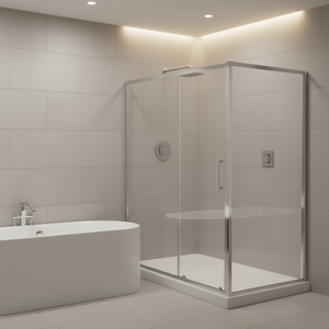 Porte de douche semi-cadre 60x70 pouces finition chromée en verre trempé coulissante - Product Image 2