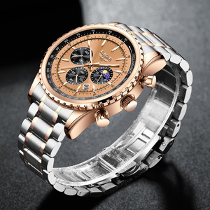 Montre à quartz pour homme, chronographe analogique, phase de lune, étanche 30M, boîtier en alliage de zinc 45mm, légère, batterie longue durée - Product Image 3