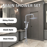 Robinetterie murale en acier inoxydable chromé, style classique, ensemble de douche effet pluie, jet doux, robinet de salle de bain poli