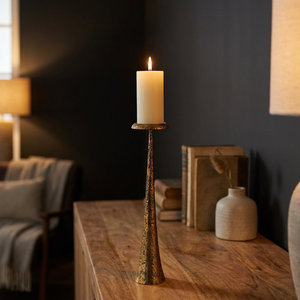 <b>Night</b> Edit Candle <b>Stand</b> Durable Home Decoration Metal Candle Holder Tall Textured Base White Candle Included - Product Image 6