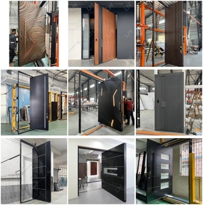 <span class=keywords><strong>Porte</strong></span> <span class=keywords><strong>d</strong></span>'<span class=keywords><strong>entrée</strong></span> extérieure en aluminium à poignée longue et panneau plat imitation bois américain pour maison - Product Image 5
