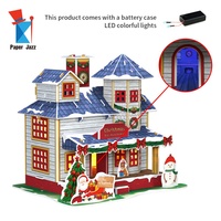 Rumah desa Natal untuk anak-anak, dekorasi & pengajaran DIY dengan lampu LED pondok bangunan EPS busa 3D mainan Model kertas Puzzle