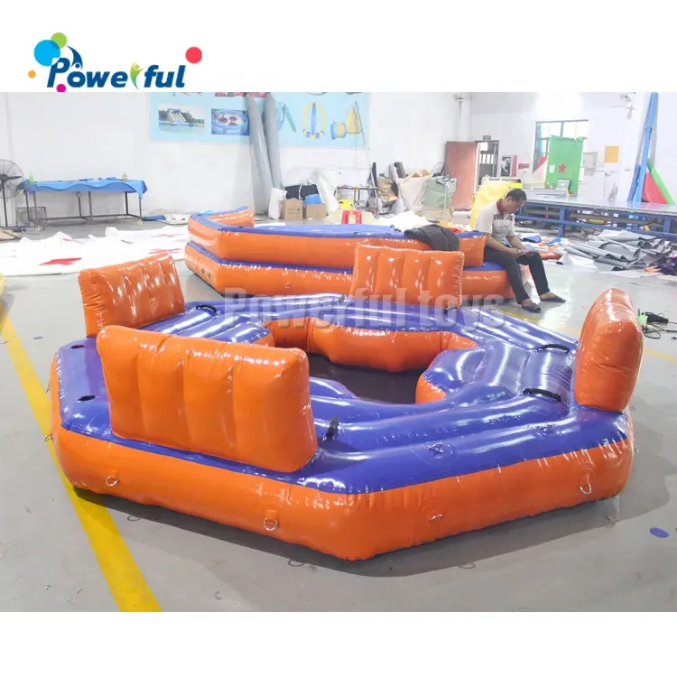 Air-tight Giant inflatable floating island Sofa lounger for water park