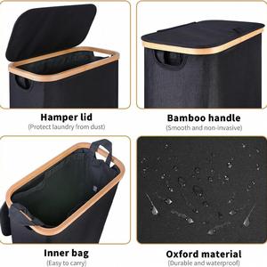 <b>Foldable</b> Dirty Clothes Storage <b>Basket</b> With Bamboo Frame, Clothes Storage <b>Basket</b>, Dirty Clothes Storage <b>Basket</b> - Product Image 2