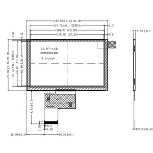 5-дюймовый ЖК-дисплей с разрешением 800x480, интерфейс RGB, 40-контактный модуль TFT <span class=keywords><strong>LCD</strong></span> ILI6122+ILI5960 для промышленных дисплеев - Product Image 6