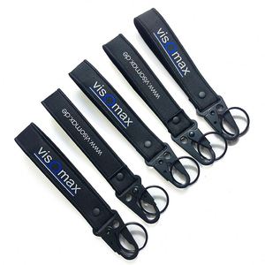 Manufacturers Personalised Keyrings Cheap <b>Custom</b> Jet Fabric <b>Key</b> Tag Embroidery Carabiner Keychain - Product Image 1