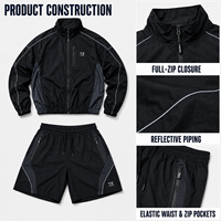 Ensemble de survêtement coupe-vent 2 pièces pour homme, design colorblock, séchage rapide, fabrication OEM personnalisée, idéal pour le fitness et la course à pied
