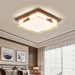 Chinese Style Ceiling Light Led Living Room Bedroom Modern Simple Elegant Solid Wood All Copper Square <b>Lamp</b> 6639 - Product Image 3