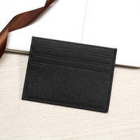 Dompet kartu kulit asli ramping kustom logo kustom Moq kecil dompet kartu lengan kartu tempat kartu kredit