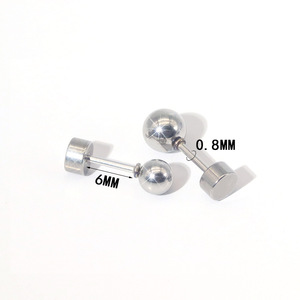 Boucles d'oreilles à billes en acier inoxydable 0,8x6mm, disque rond, dos fileté, bijoux pour usage quotidien - Product Image 3