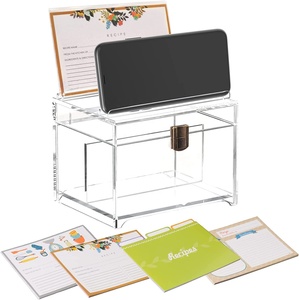 Acrylic <strong>Recipe</strong> Card Holder with Dividers and Phone Card Slot <strong>Recipe</strong> Cards Gifts for Grandma Mom Women Wedding - Product Image 1