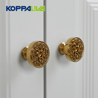 Koppalive desain asli kaleidoskop pertengahan Abad bunga diukir dekorasi laci menarik mewah Vintage kuningan kabinet kenop