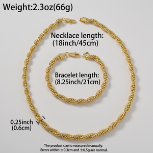 Bulk Wholesale Copper 18K Gold Plated Classic Anniversary Spiral Elongated Smooth Refined <b>Matching</b> Necklace Set <b>Bracelets</b> for - Product Image 6