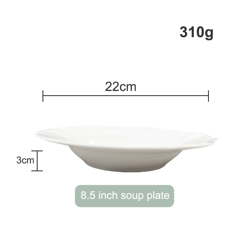 Assiette creuse blanche de 8,5 pouces