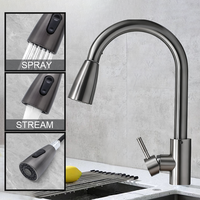 Robinet de cuisine moderne en acier inoxydable avec douchette extractible, mitigeur de cuisine, robinet d'évier avec rotation à 360 degrés