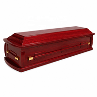 Ataúd de MDF de Lujo con Acabado Brillante, Estilo Americano, de Madera de Caoba, Suministros Funerarios, Venta al por Mayor de Fábrica, Personalizado