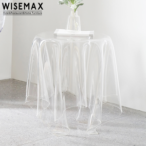 WISEMAX FURNITURE Modern Hotel Restaurant Decor Side End <strong>Table</strong> Transparent <strong>Grey</strong> Round Acrylic <strong>Coffee</strong> <strong>Table</strong> for Living Room - Product Image 5